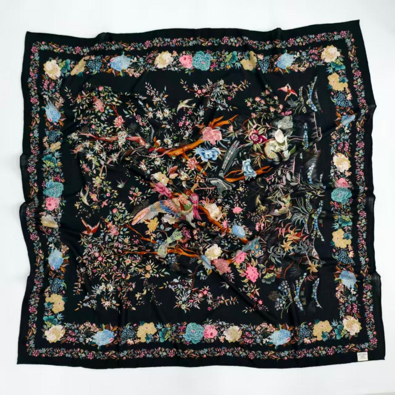 SilkWool Halsduk – 70% Ull / 30% Mulberry Siden | Midnight Botanica