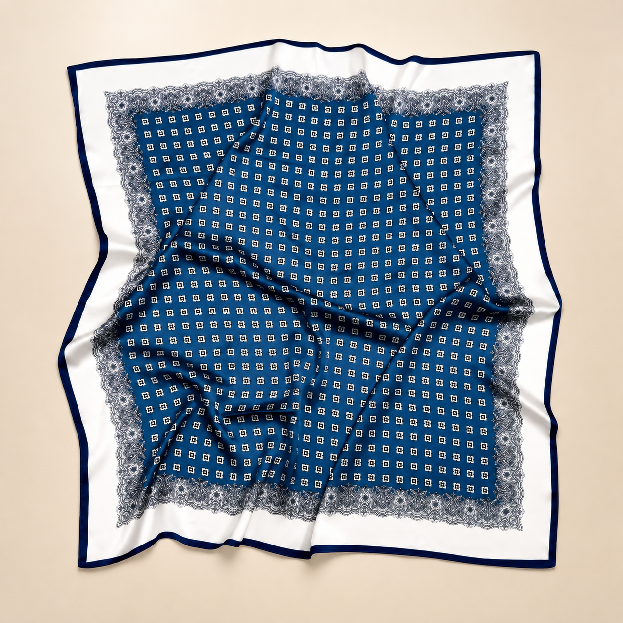 Sidensjal | Navy Blue | 90 CM