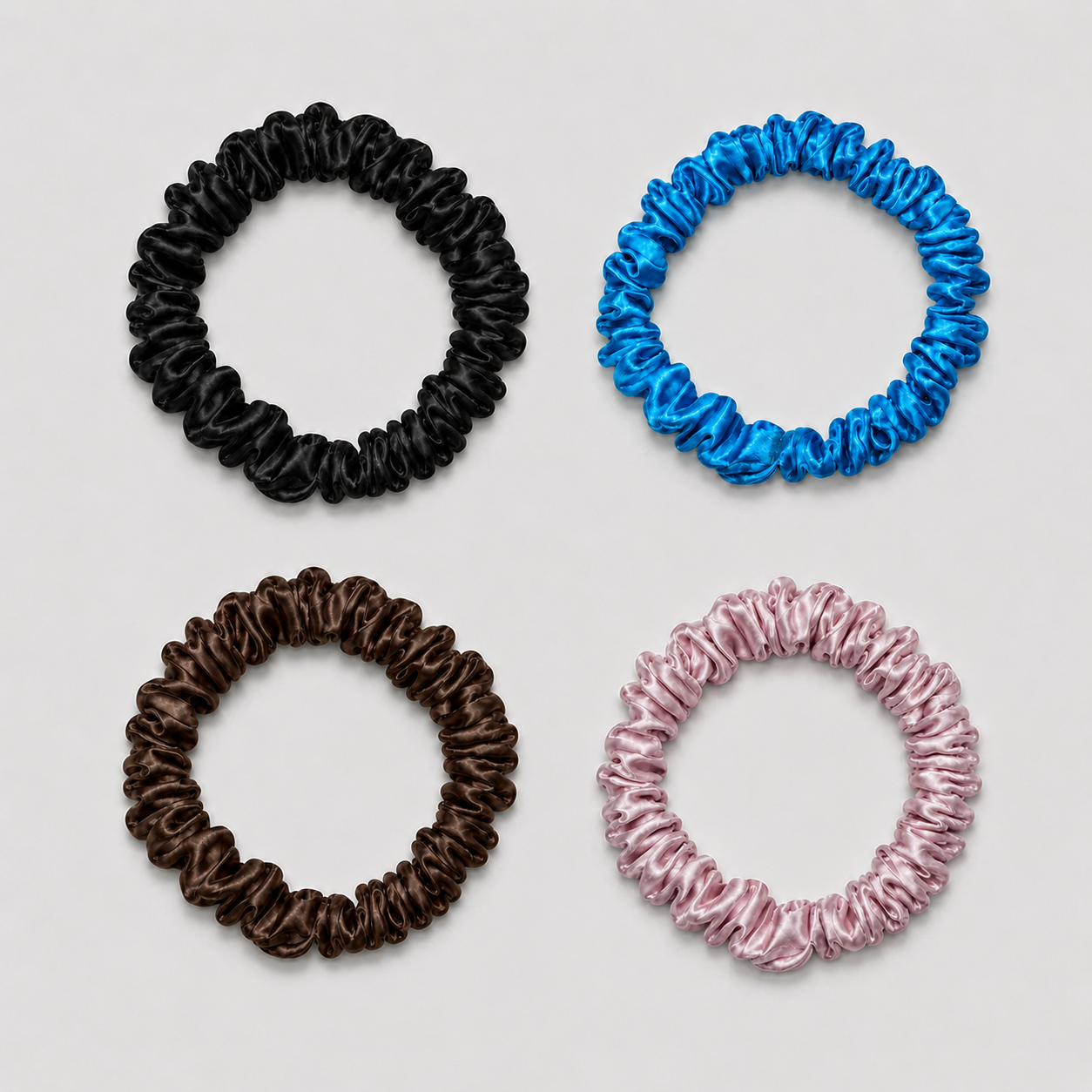 SIDEN SCRUNCHIE MINI - (Pack med 4) - Dark