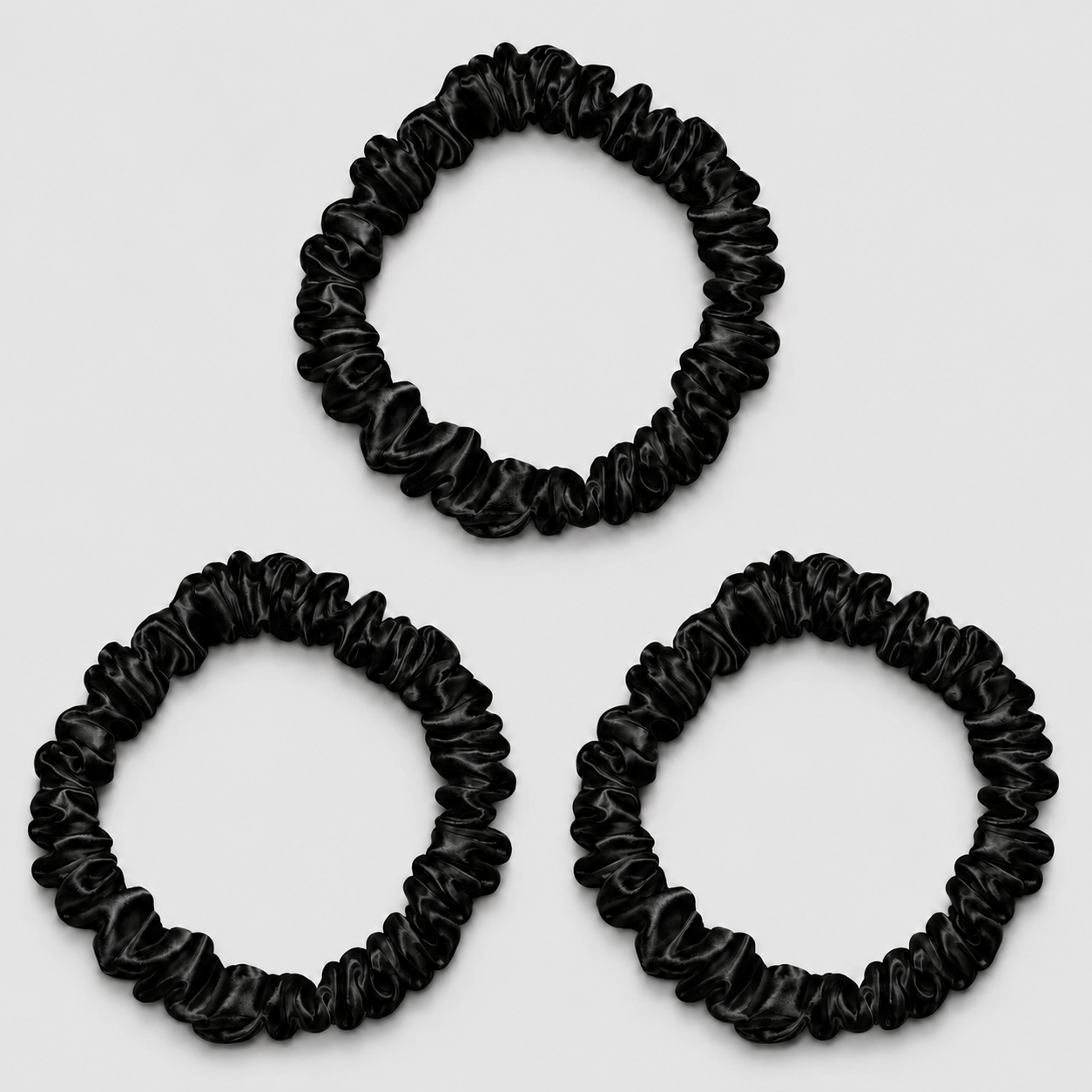SIDEN SCRUNCHIE MINI (3-pack) - SVART