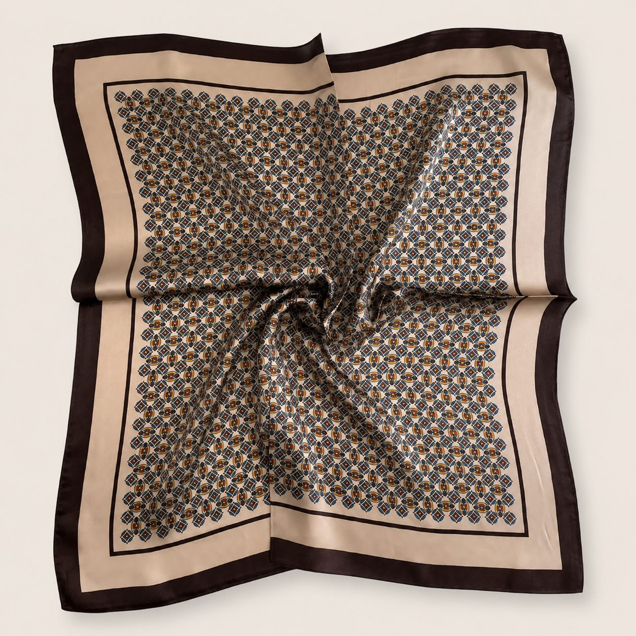 Sidenscarf | Brown and Beige Mix | 68 cm