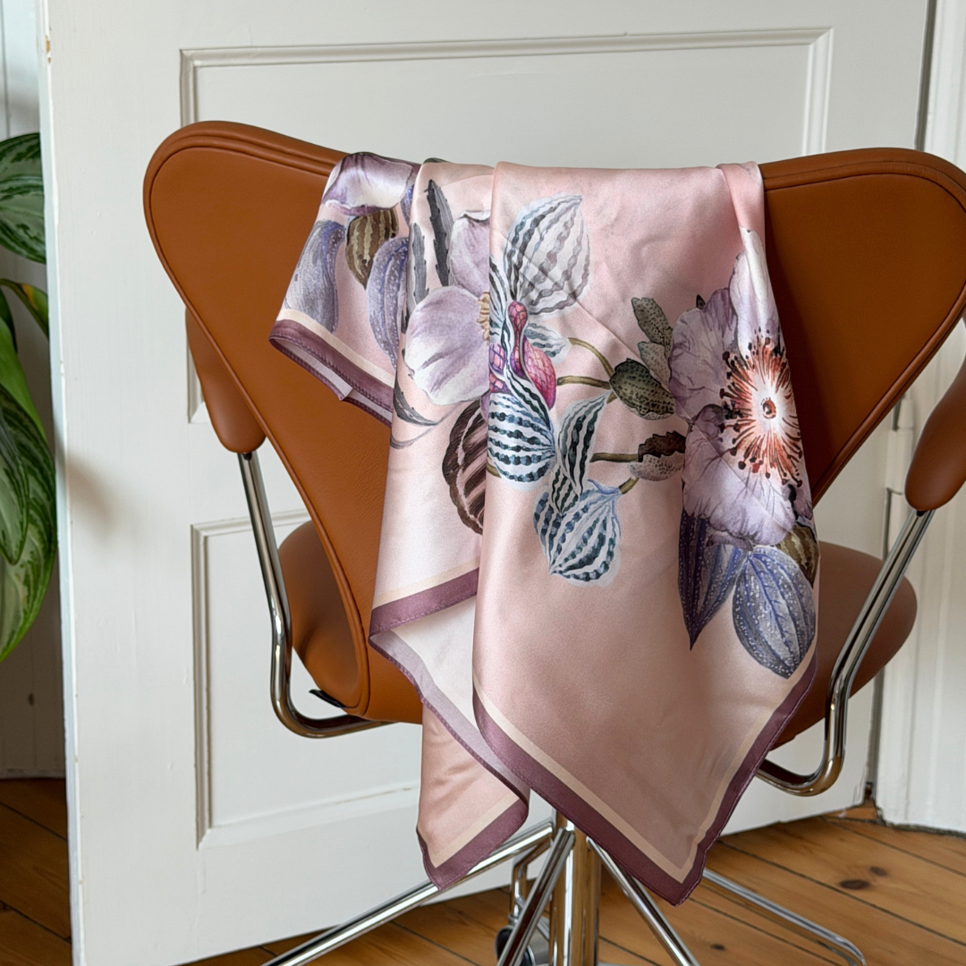 Sidensjal | Flowers Rose | 90 CM