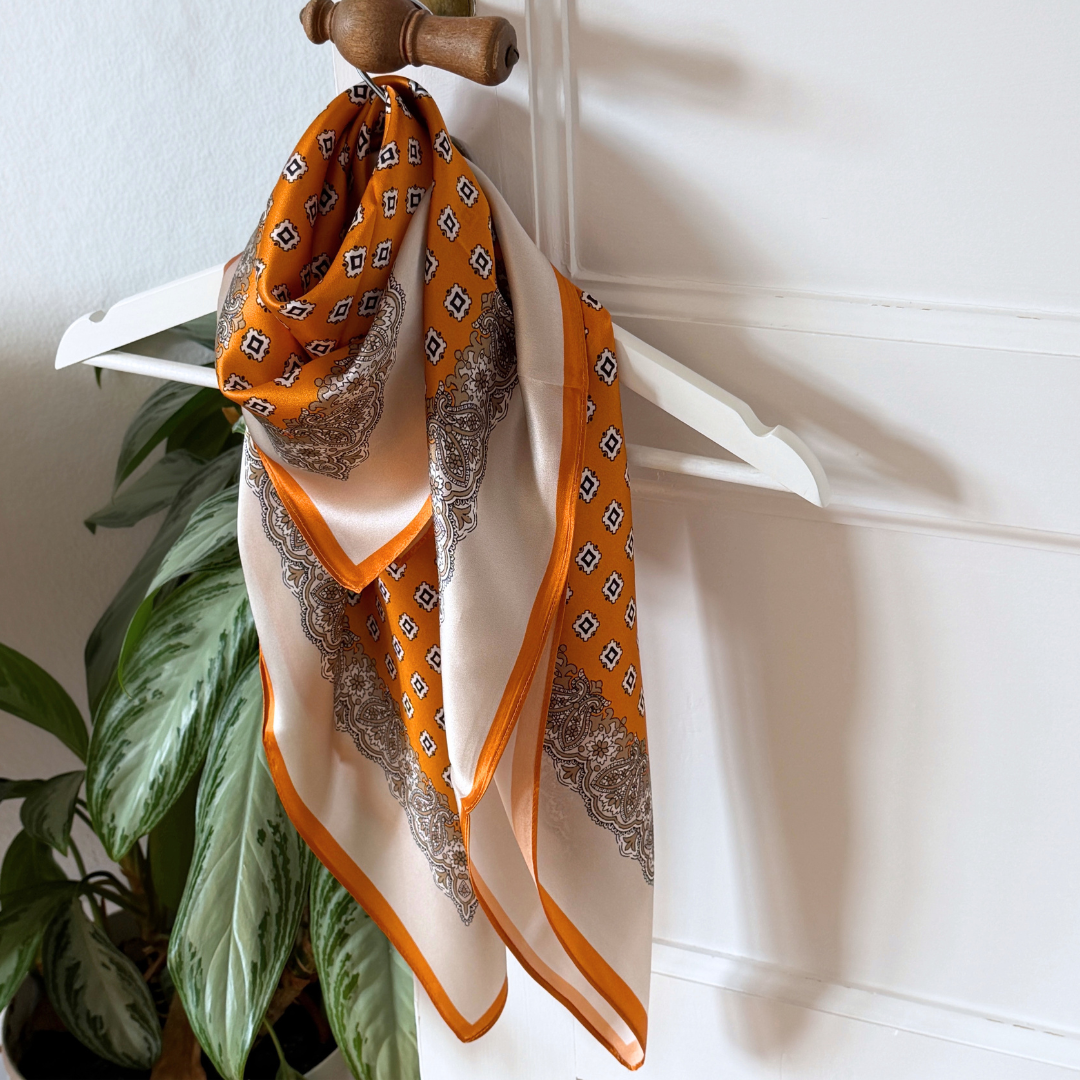 Sidensjal | Sunrise Orange | 90 CM
