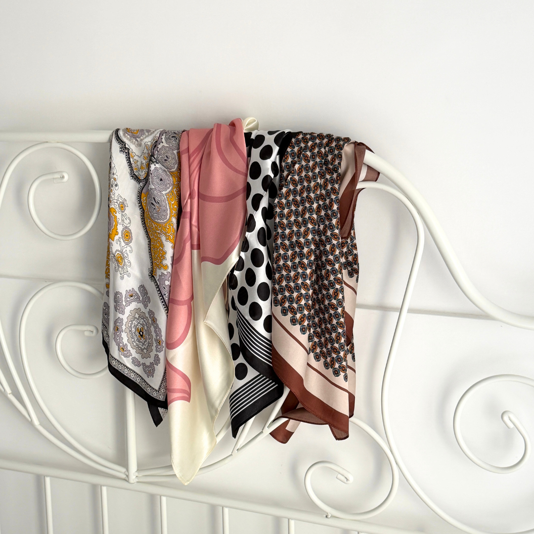 Sidenscarf | Brown and Beige Mix | 68 cm