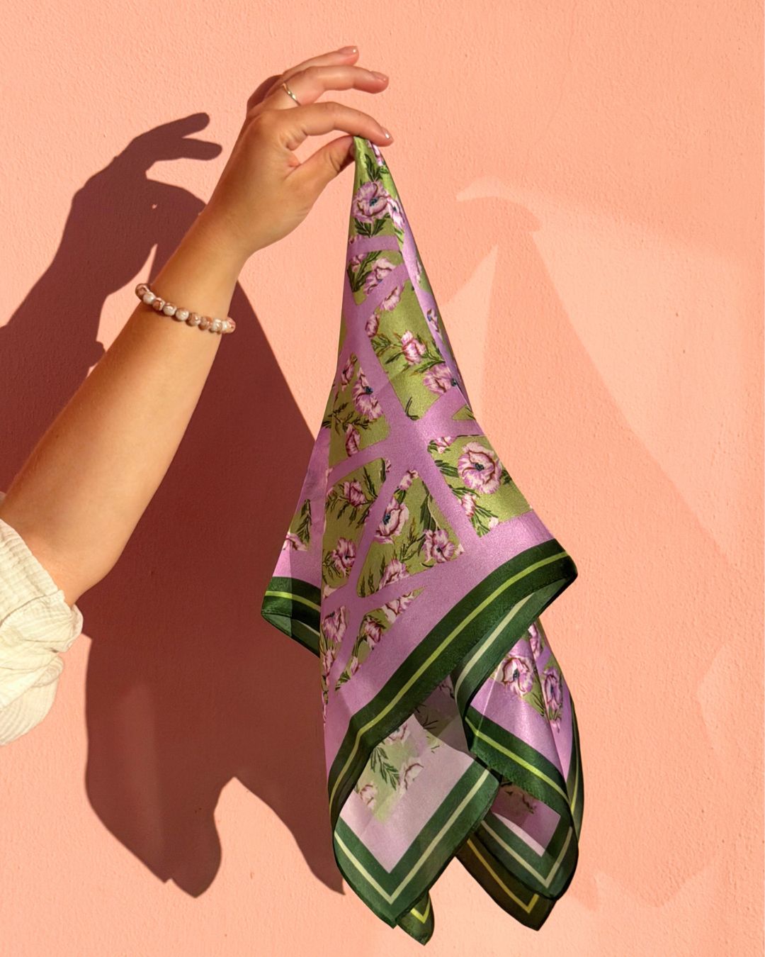 Sidensjal | Purple Flower | 68 CM
