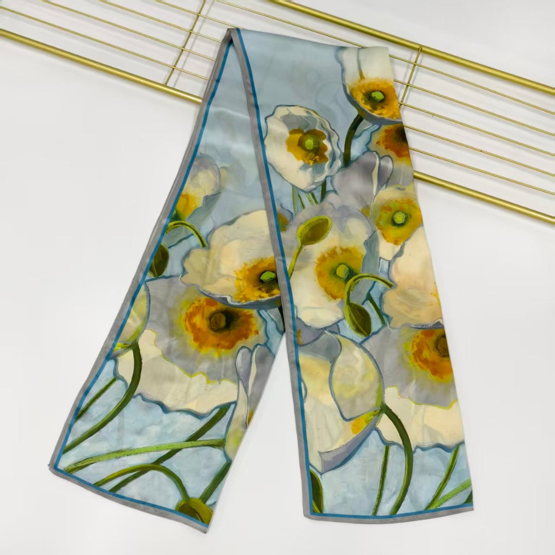 Signature Silketørklæde | Light Blue Spring | 55x175 cm