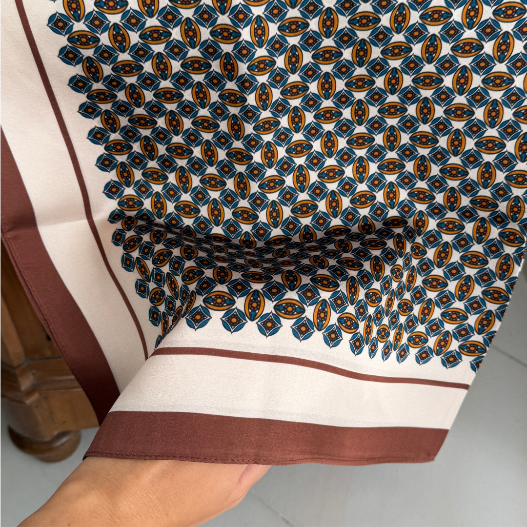 Sidenscarf | Brown and Beige Mix | 68 cm