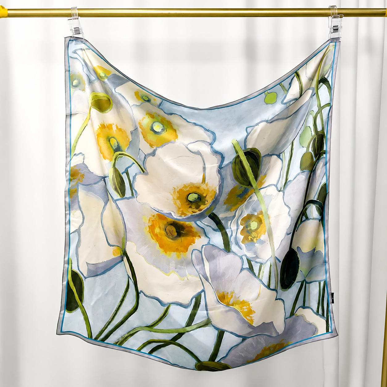 Sidensjal | Light Blue Spring | 90 CM