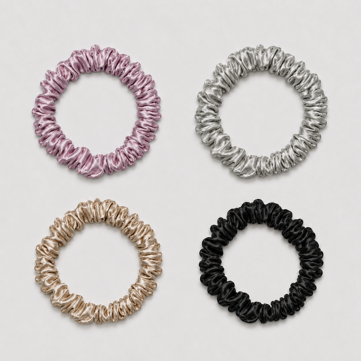 SIDEN SCRUNCHIE MINI - (Pack med 4) - Light