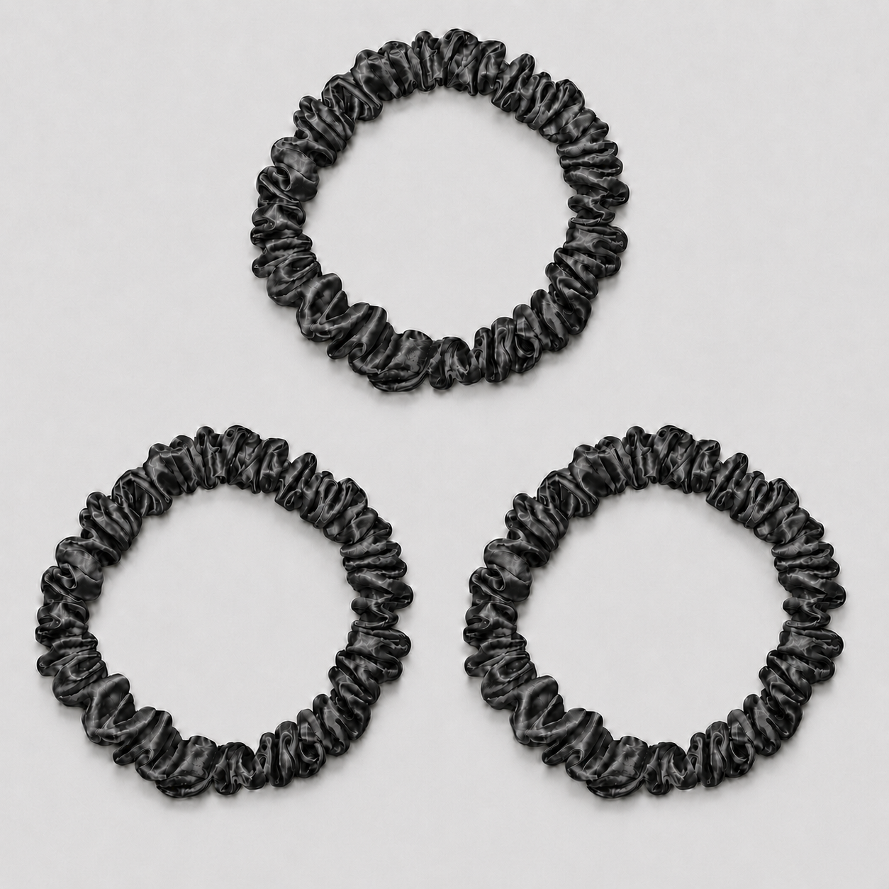SIDEN SCRUNCHIE MINI (3-pack) - MÖRKGRÅ
