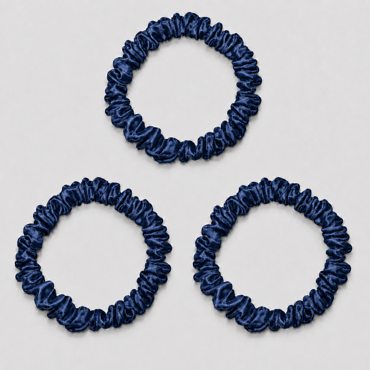 SIDEN SCRUNCHIE MINI (3-pack) - NAVY BLÅ