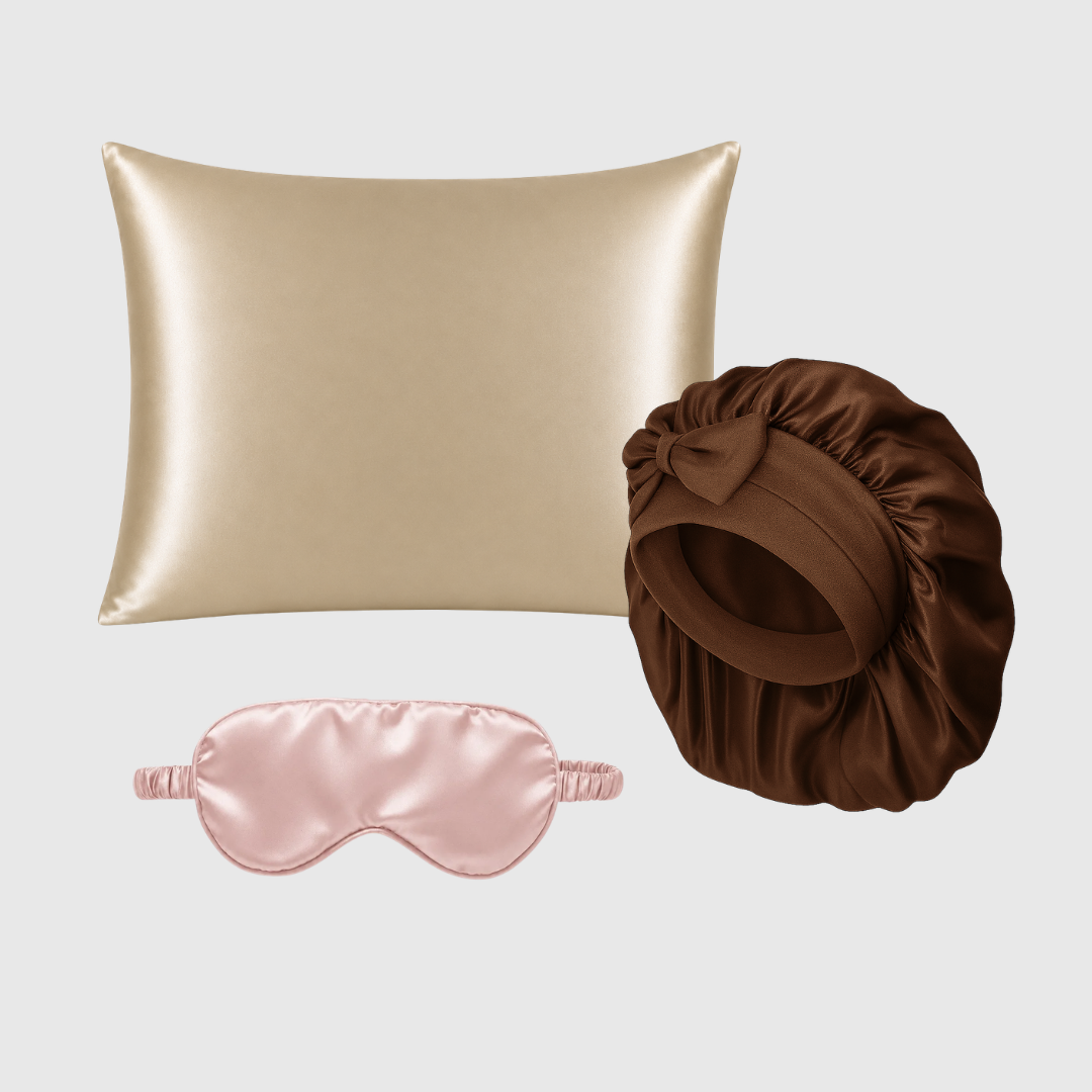 Premium sidenkit | örngott, bonnet & sovmask | 100 % mulberrysiden