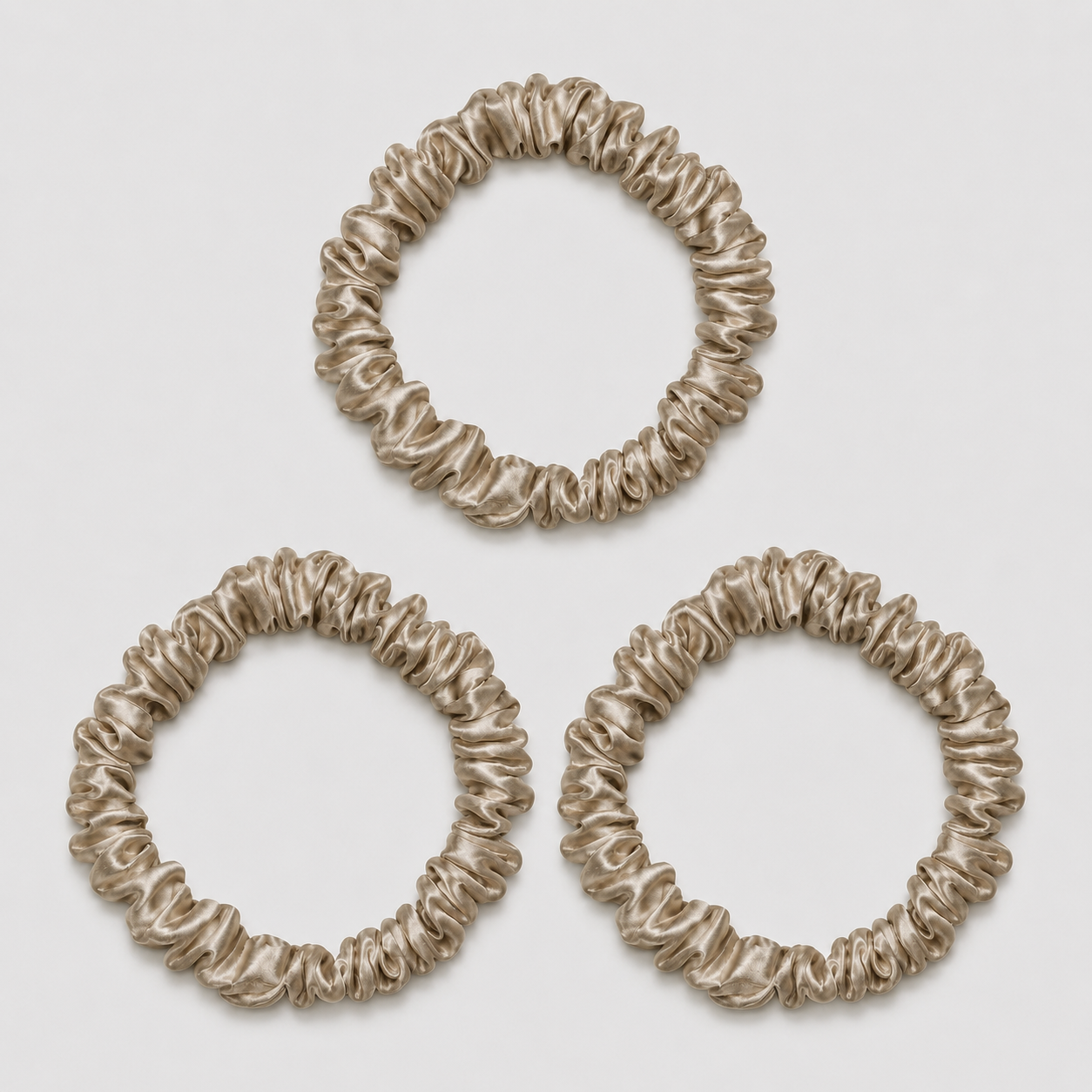 SIDEN SCRUNCHIE MINI (3-pack) - BEIGE