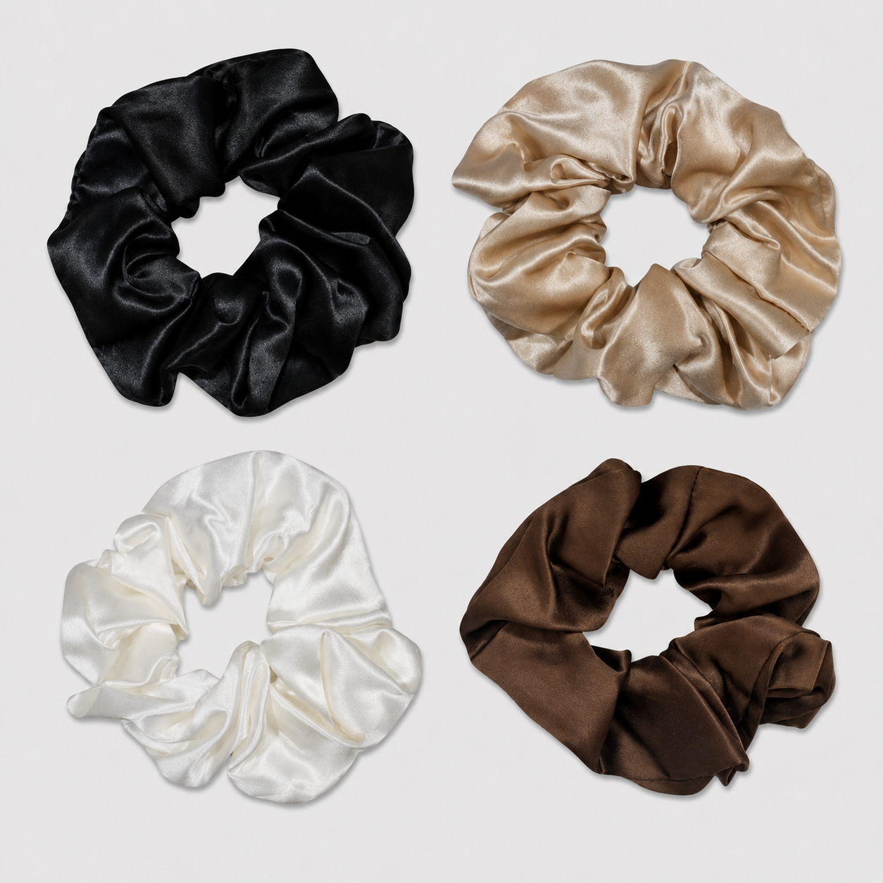 SIDEN SCRUNCHIE BIG (pack med 4) - Neutral