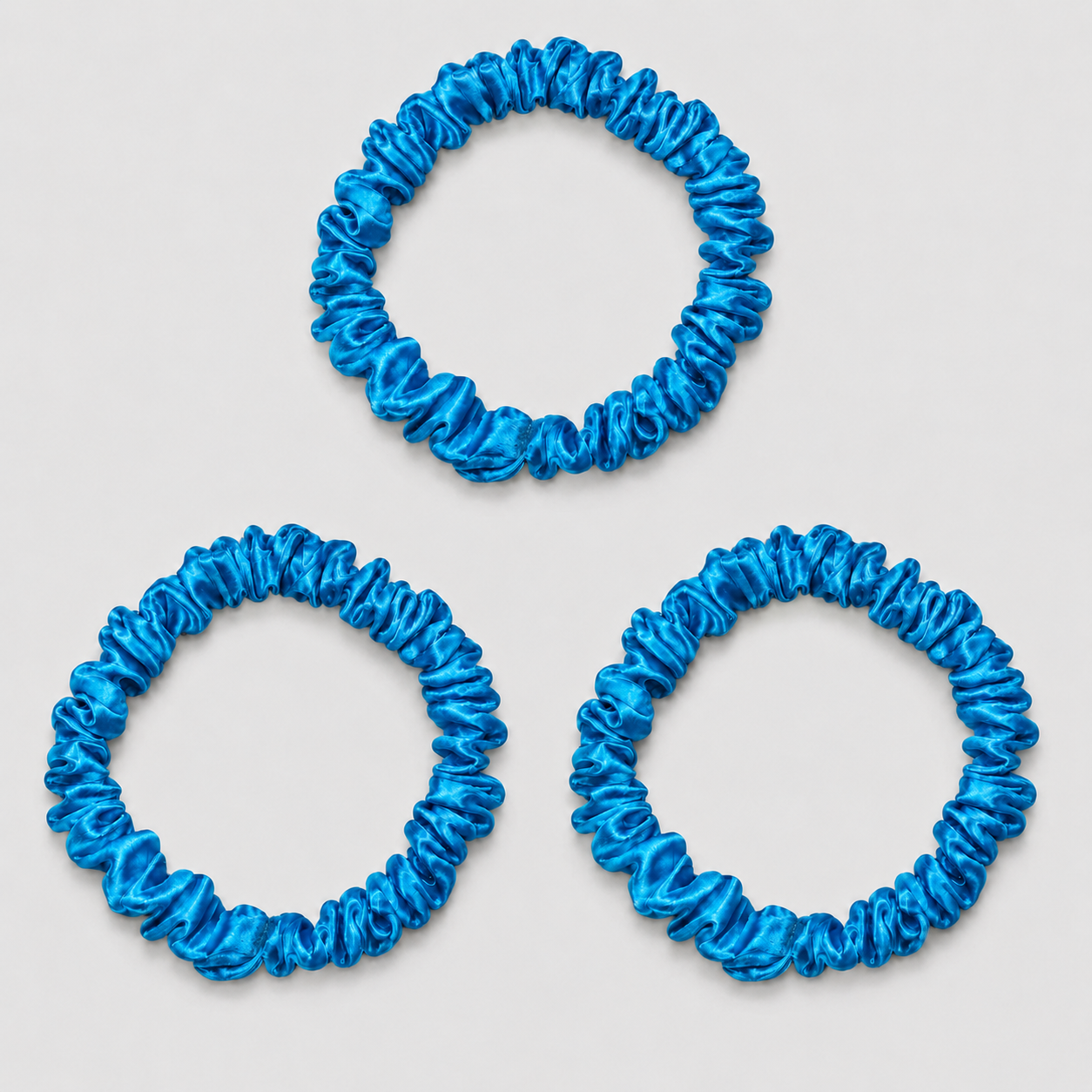SIDEN SCRUNCHIE MINI (3-pack) - SHINY BLUE