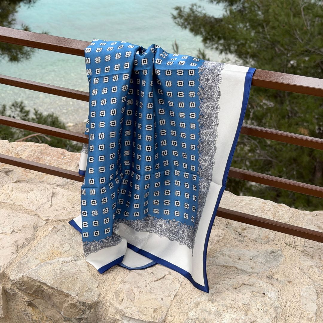 Sidensjal | Navy Blue | 90 CM