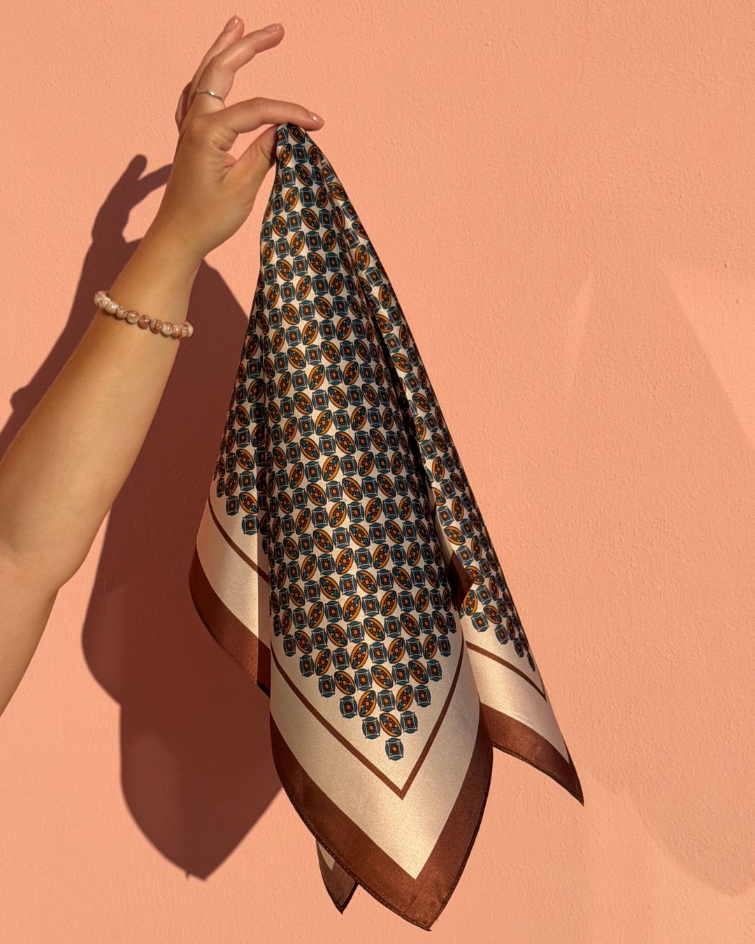 Sidenscarf | Brown and Beige Mix | 68 cm