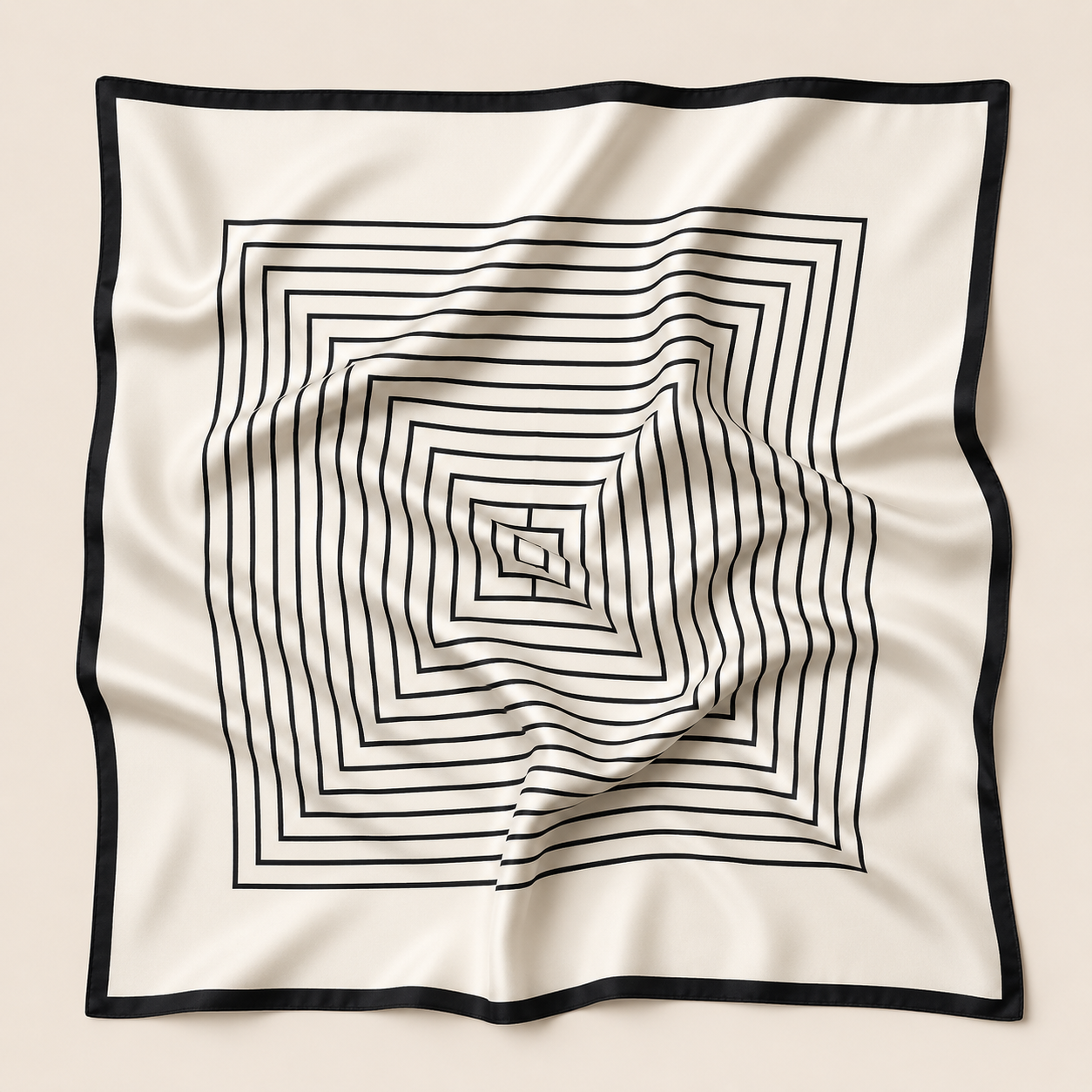 Sidenscarf | Black and White Square | 68 CM