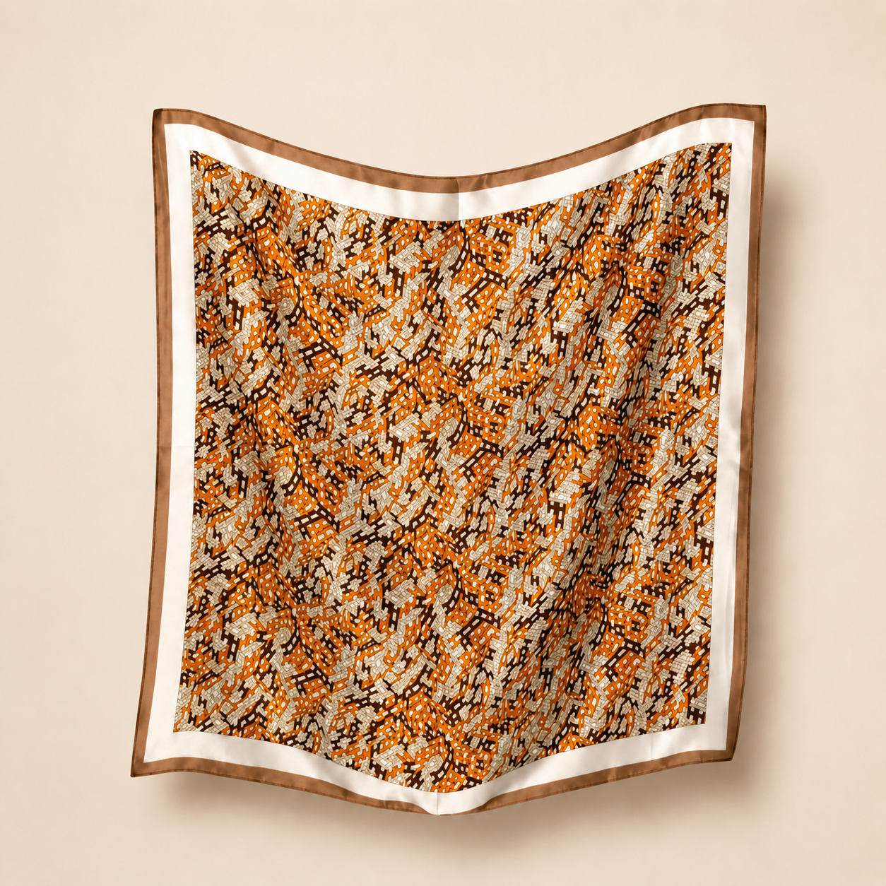 Sidensjal | Orange Pattern | 68 CM