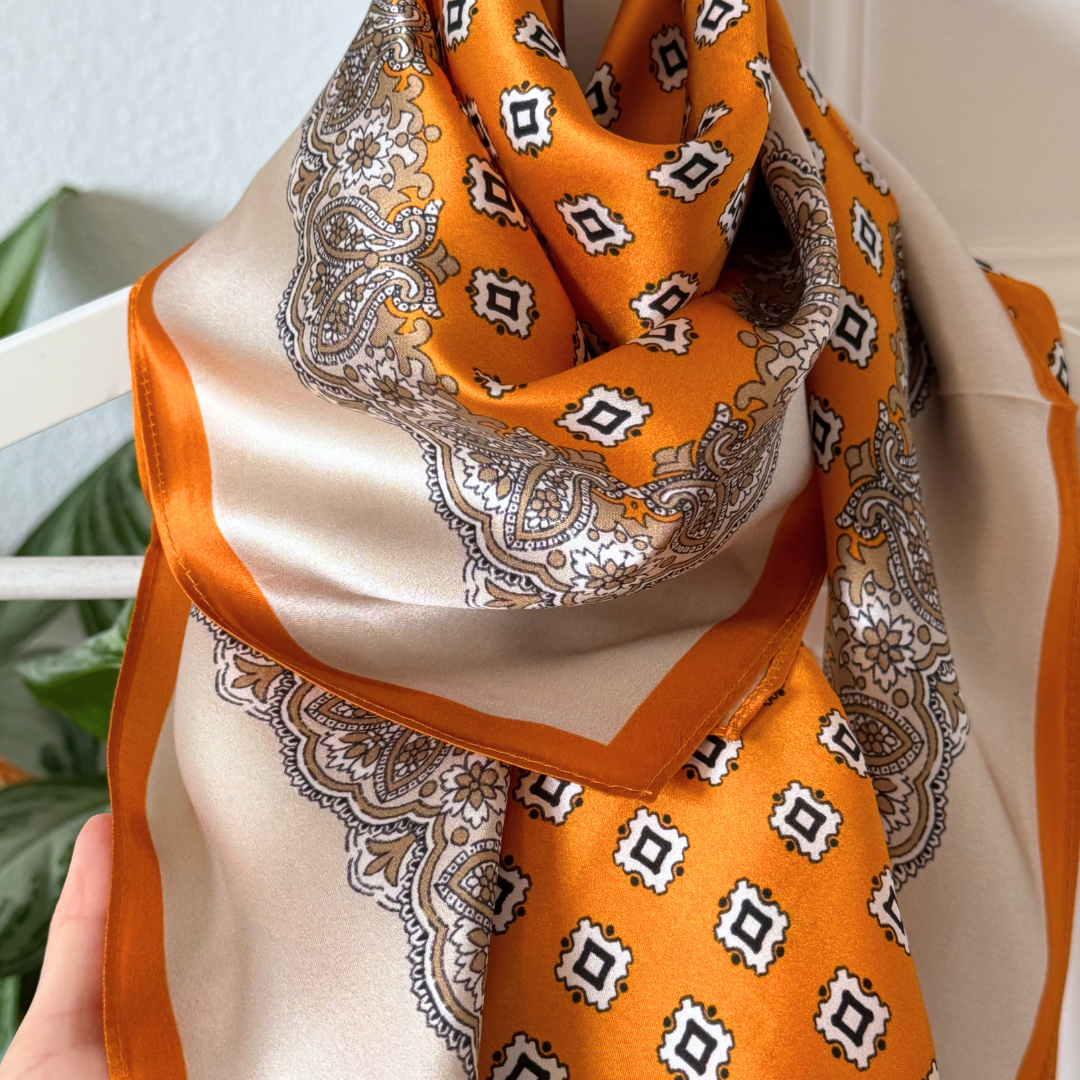 Sidensjal | Sunrise Orange | 90 CM