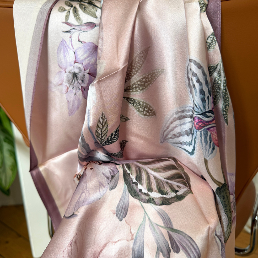 Sidensjal | Flowers Rose | 90 CM