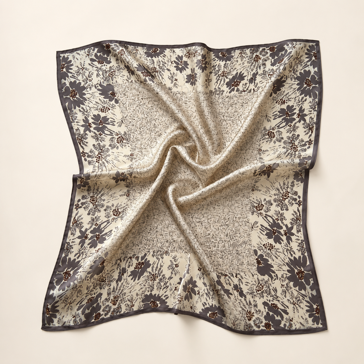 Sidenscarf - Grey Flower Mix | 68 CM